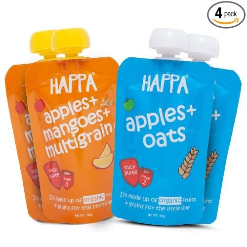 fruit puree from HAPPA as Best baby food in India for 6 month old