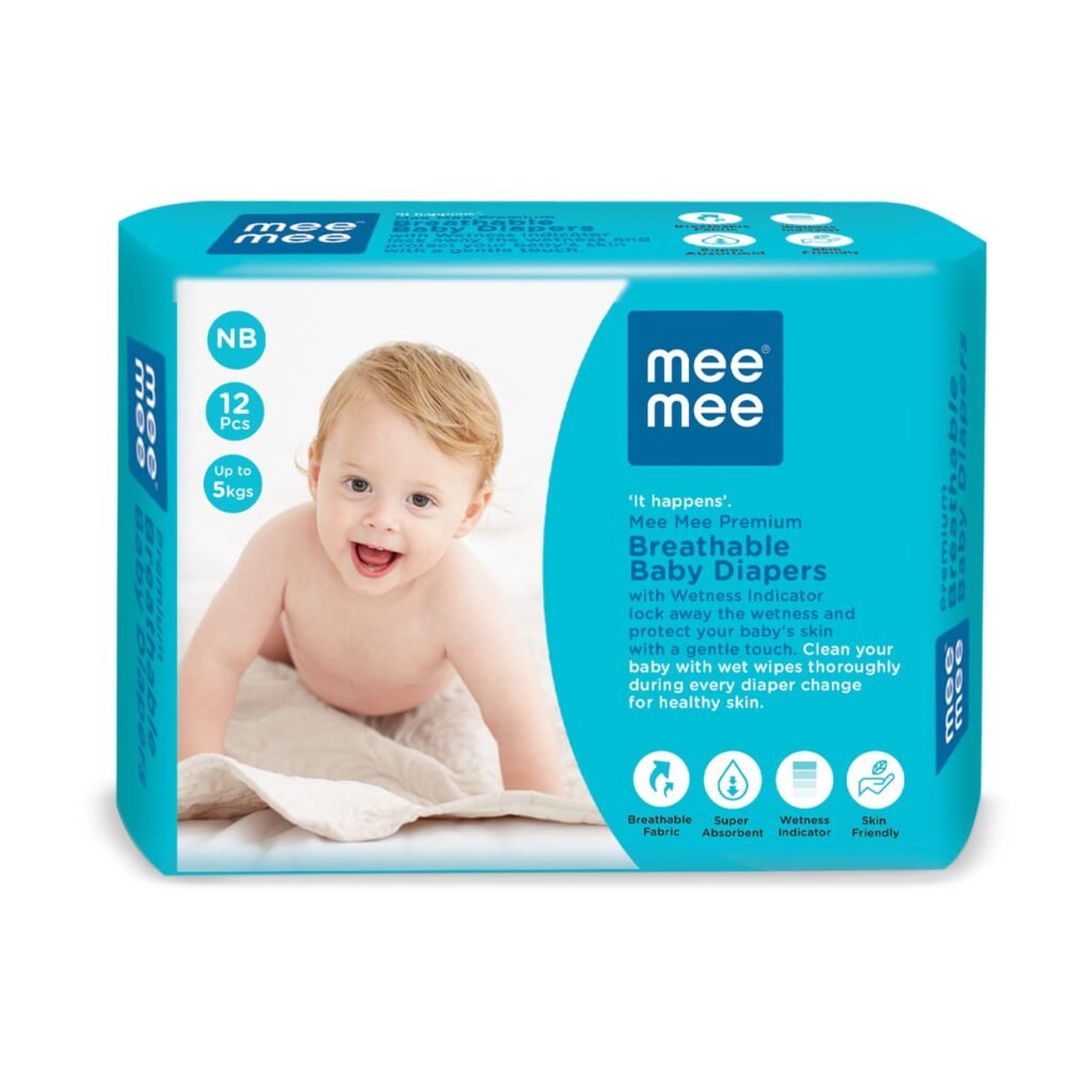 Taped diapers for newborn Mee Mee