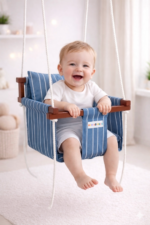 Light Blue-White Plain Adjustable Best Quality Baby Swing-Jhula Online