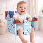 Panda Print Cotton Fabric & Easy To Assemble Baby Swing Jhula For Babies