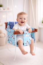 Panda Print Cotton Fabric & Easy To Assemble Baby Swing Jhula For Babies