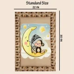 baby monkey sitting on half yellow moon with stars cartoon print design crawling mat of 22 by 30 inch size online made by newcomers