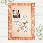 orange color fabric 3 bunnies holding a big carrot cartoon print changing table mat made by newcomers