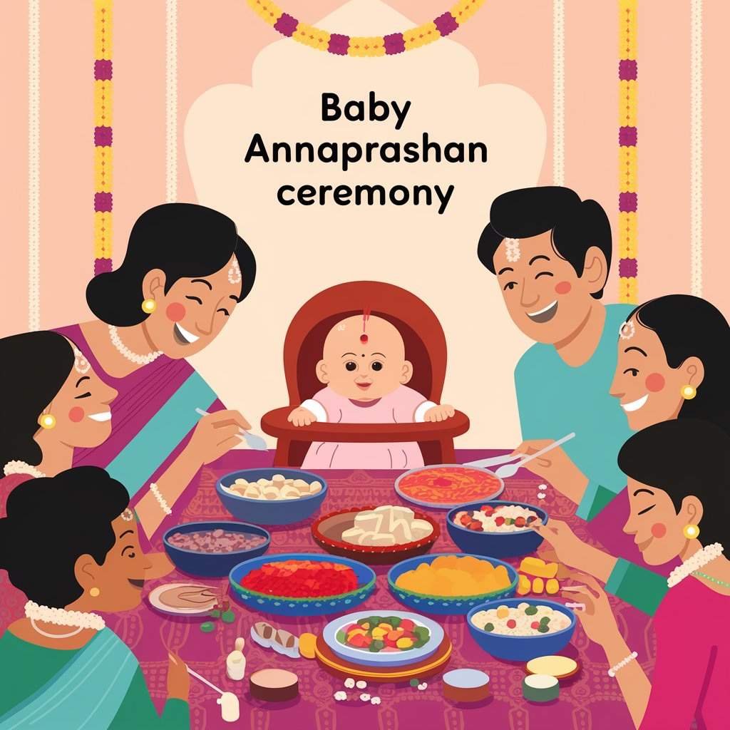 Baby Annaprashan ceremony with family