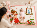 Pink Photoshoot Milestone Baby Blankets Mat With Accessories Online (With 1 to 12 Month Cards) - Image 3