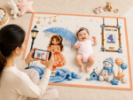 Peach Large Size Reversible Milestone Baby Blankets (With 1 to 12 Month Cards) - Image 3