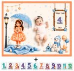 Peach Large Size Reversible Milestone Baby Blankets (With 1 to 12 Month Cards)