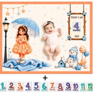 Peach Large Size Reversible Milestone Baby Blankets (With 1 to 12 Month Cards)