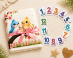 Baby Pink Soft Organic Cotton Block Print Milestone Blankets For Babies (With 1 to 12 Month Cards) - Image 4