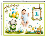 Light Green Comfortable Soft Cotton Fabric Baby Milestone Blanket (With 1 to 12 Month Cards) - Image 5