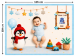 Light Blue Multi-Purpose Breathable Baby Milestone Blanket Online (With 1 to 12 Month Cards) - Image 5