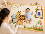 Yellow Reversible & Warm Baby Milestone Blankets Online (With 1 to 12 Month Cards) - Image 3