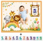 Yellow Reversible & Warm Baby Milestone Blankets Online (With 1 to 12 Month Cards)