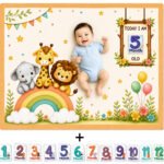 Yellow Reversible & Warm Baby Milestone Blankets Online (With 1 to 12 Month Cards)