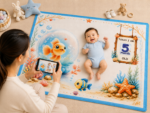 Aqua Blue 1 To 12 Months Baby Photoshoot Milestone Blankets Online (With 1 to 12 Month Cards) - Image 3