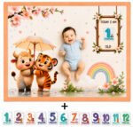 Beige Reversible & Anti-Allergic Baby Milestone Blanket With Props