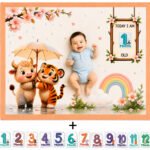 Beige Reversible & Anti-Allergic Baby Milestone Blanket With Props