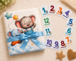 Sea Blue Easy To Carry Designer Baby Milestone Blankets Online (With Wooden Frames) - Image 4