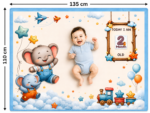 Sea Blue Easy To Carry Designer Baby Milestone Blankets Online (With Wooden Frames) - Image 5