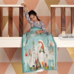 Circus Print Duvet Quilt Dohar for Newborn and Kids in Blue Color