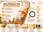 Mild Orange Baby's Semi Cotton Fabric Milestone Photoshoot Mat (With Round Frames) - Image 4