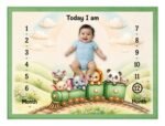 Sky Blue-Grey Reversible Lightweight Milestone Mat For Babies