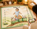 Sky Blue-Grey Reversible Lightweight Milestone Mat For Babies - Image 2