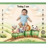 Sky Blue-Grey Reversible Lightweight Milestone Mat For Babies