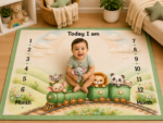 Sky Blue-Grey Reversible Lightweight Milestone Mat For Babies - Image 3