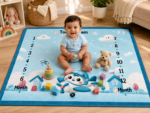 Blue-Green Reversible & Anti-Allergic Baby Milestone Mat With Props - Image 3