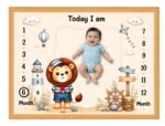 Beige Durable Warm Baby Milestone Mat Online (With Round Frames)