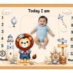 Beige Durable Warm Baby Milestone Mat Online (With Round Frames)