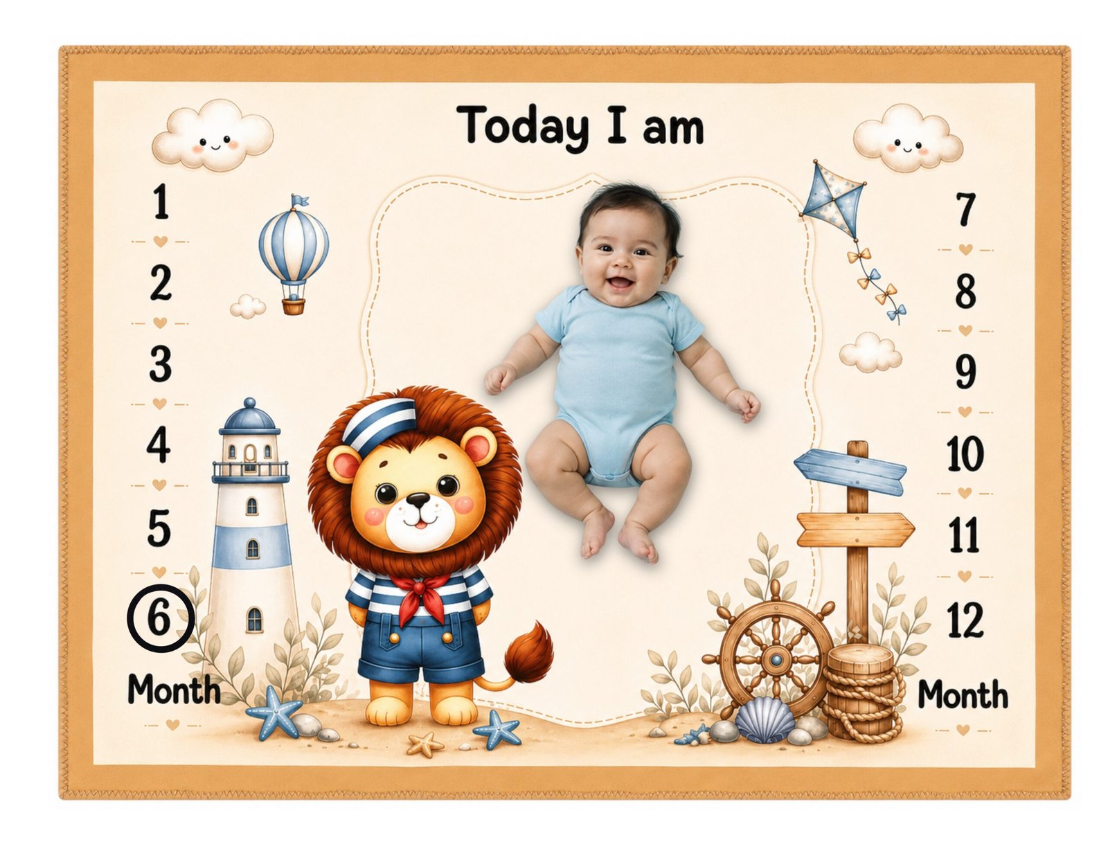 MQLT_04 (1) Beige Durable Warm Baby Milestone Mat Online (With Round Frames) - Image 1