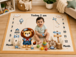 Beige Durable Warm Baby Milestone Mat Online (With Round Frames) - Image 3