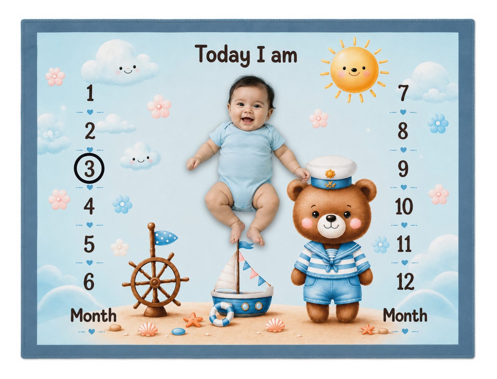 MQLT_05 (1) Sky Blue Multiuse & Warm Baby Milestone Mat Online (With Round Frames) - Image 1