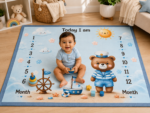 Sky Blue Multiuse & Warm Baby Milestone Mat Online (With Round Frames) - Image 3