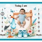 Sea Blue Large Size Reversible Milestone Baby Mat