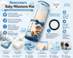 Aqua Blue Soft Nursery Prints Baby Milestone Mat Online - Image 4