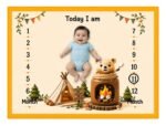 Orange Soft Fabric Breathable Milestone Mat For Babies (With Round Frames)