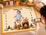 Orange Soft Fabric Breathable Milestone Mat For Babies (With Round Frames) - Image 2