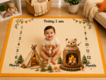 Orange Soft Fabric Breathable Milestone Mat For Babies (With Round Frames) - Image 3