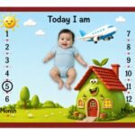 Brown Comfortable Warm Cotton Baby Milestone Mat (With Round Frames)