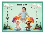 Sea Green Nursery Print Beautiful Super Soft Fabric Baby Milestone Mat