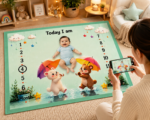 Sea Green Nursery Print Beautiful Super Soft Fabric Baby Milestone Mat - Image 2