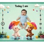Sea Green Nursery Print Beautiful Super Soft Fabric Baby Milestone Mat