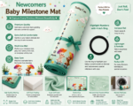 Sea Green Nursery Print Beautiful Super Soft Fabric Baby Milestone Mat - Image 4