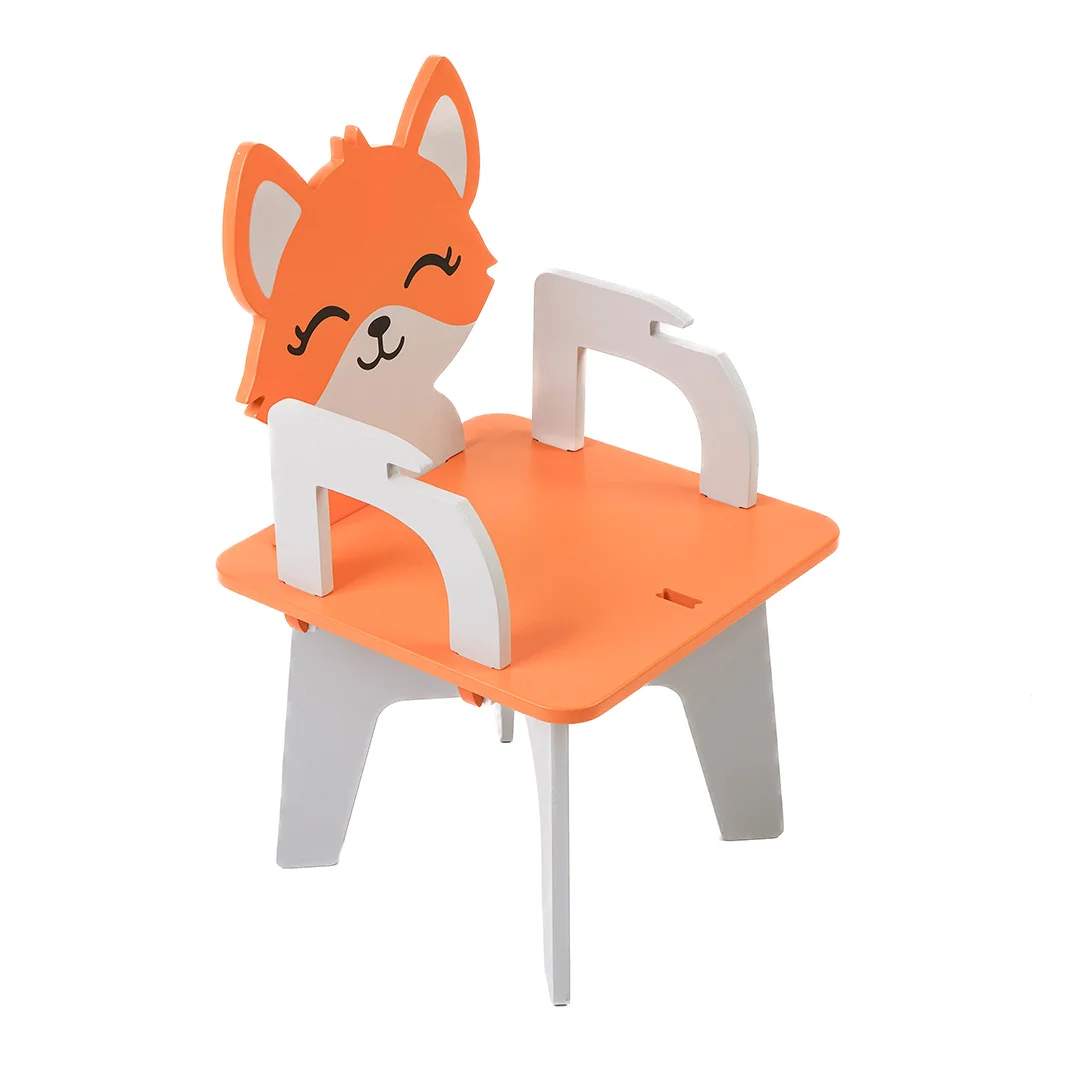 Orange Color Fox Face Dismantle Wooden Feeding Chair And Play