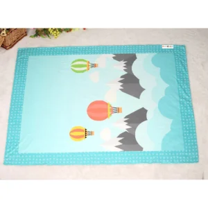 Blue fabric fleece blankets for cots with hot air balloons flying over mountains cartoon print fleece blanket by newcomers