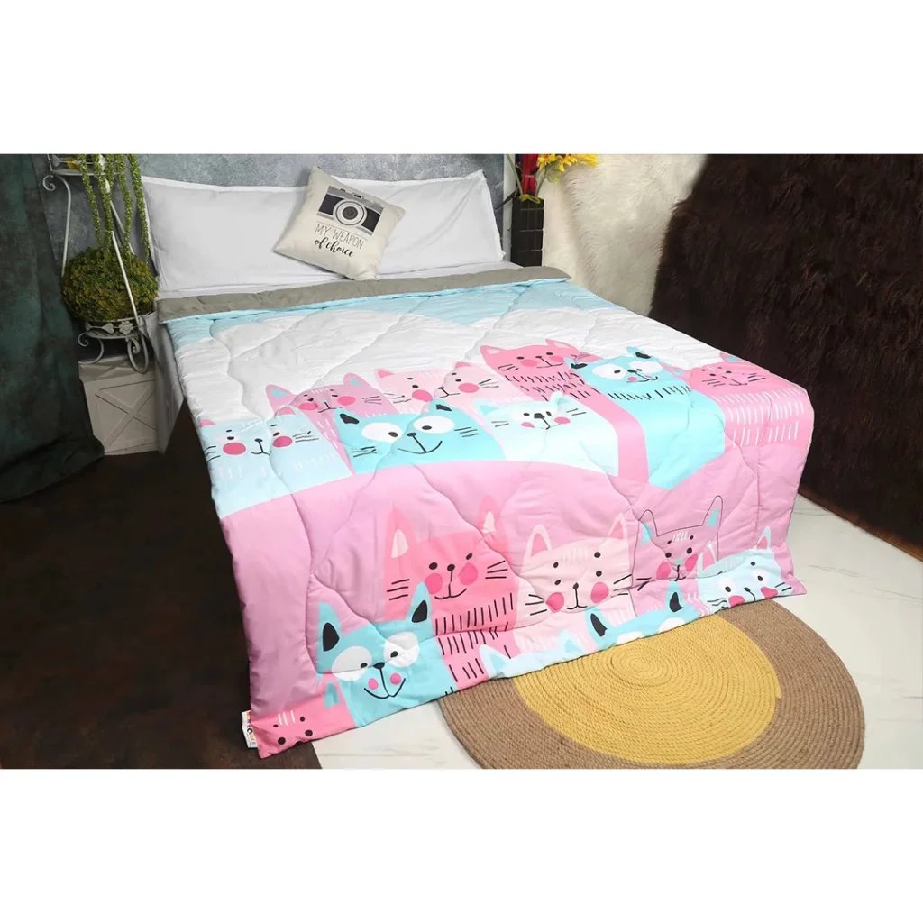 Pink-Grey Baby Prints Extra Comfy organic bed winter and ac room Comforters For Kids & Children by Newcomers
