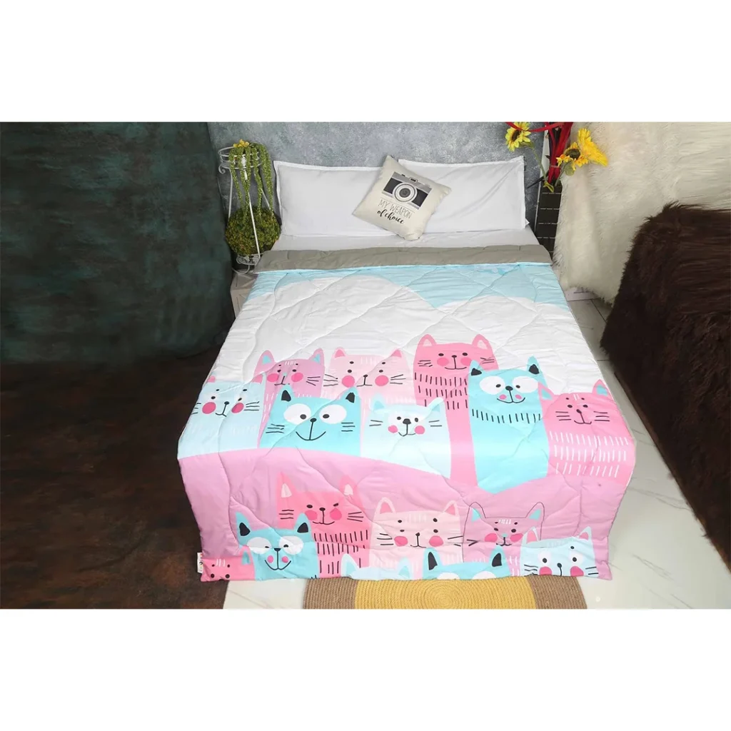 Pink-Grey Baby Prints Extra Comfy organic bed winter and ac room Comforters For Kids & Children by Newcomers